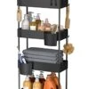 Pipishell Slim Storage Cart With Wheels, 4 Tier Bathroom Storage Organizer Rolling Utility Cart For Bathroom Kitchen Laundry Room Office Narrow Place (Black)
