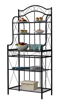 Kings Brand Furniture – Black Metal / Faux Stone 5-Tier Kitchen Storage Bakers Rack -Safavieh Furniture 41sPl2vvhNL