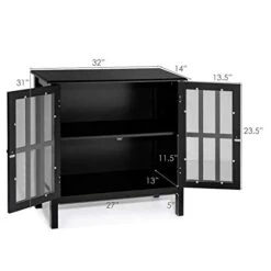 Tangkula Sideboard Buffet Storage Cabinet, Kitchen Storage Cabinet With 2 Glass Doors, Liquor Cabinet For Home Kitchen Dining Room, Cupboard Console Table, Curio Cabinet (Black) -Safavieh Furniture 41sSSbdmhlL