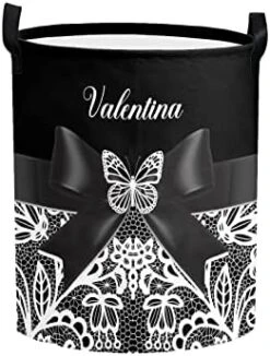 Personalized Laundry Basket Hamper,Princess Princes Black Pink,Collapsible Storage Baskets With Handles For Kids Room,Clothes, Nursery Decor -Safavieh Furniture 41sUX5VyuBL. AC