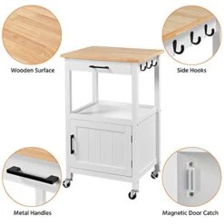 Yaheetech Rolling Kitchen Island With Single Door Cabinet And Storage Shelf, Kitchen Cart With Drawer On Swivel Wheels For Dining Room/Living Room, 18"x22"x35"H, White -Safavieh Furniture 41sUcESPtfL
