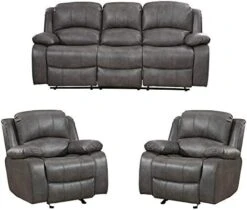 Betsy Furniture 2PC Bonded Leather Recliner Set Living Room Set, Sofa, Loveseat 8018 (Brown, Living Room Set 3+2) -Safavieh Furniture 41saq6ZeZbL. AC