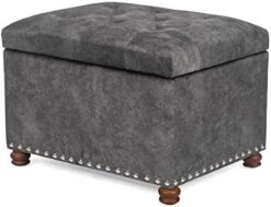 Joveco 24" Ottoman With Storage For Living Room Rectangular Fabric Tufted Bench Footrest - Light Grey -Safavieh Furniture 41sfcmsWwxL. AC