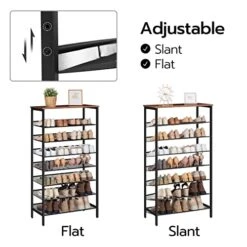 HOOBRO 8-Tier Shoe Rack, Large Capacity Shoe Shelf, Stable And Sturdy, Shoe Storage Organizer With Flat & Slant Adjustable Metal Shelves, For 21-28 Pairs Of Shoes, Space Saver, Sturdy BF18XJ01 -Safavieh Furniture 41ssFUUHYxL