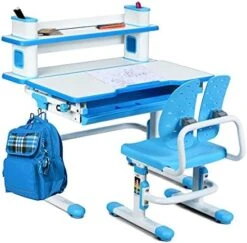 GENERIC BETTARY Kids Desk And Chair Set, Height Adjustable Ergonomic Children's School Workstation With Storage Drawer, Bookshelf, Tiltable Desktop For 3-14 Boys & Girls To Take Online Class, Draw (Blue) 11 GENERIC BETTARY Kids Desk And Chair Set, Height Adjustable Ergonomic Children's School Workstation With Storage Drawer, Bookshelf, Tiltable Desktop For 3-14 Boys & Girls To Take Online Class, Draw (Blue) -Safavieh Furniture 41t RPVFtBL. AC
