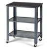 Giantex Microwave Cart Wooden 3-Tier W/Storage Shelf And Rolling Casters, Industrial Style Metal Frame For Kitchen, Living Room Accent Furniture For Living Room Rolling Serving Cart (Gray)