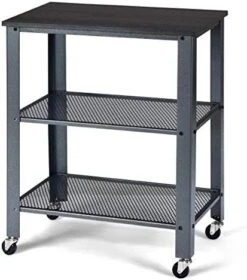 Giantex Microwave Cart Wooden 3-Tier W/Storage Shelf And Rolling Casters, Industrial Style Metal Frame For Kitchen, Living Room Accent Furniture For Living Room Rolling Serving Cart (Gray) -Safavieh Furniture 41t2gZz3jsL. AC