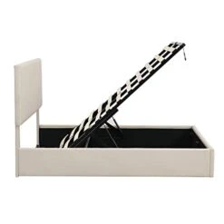 TooTcps Full Size Vintage Upholstered Platform Bed With Hydraulic Storage System, Ergonomic Structure For Bedroom Small Space Boys Girls, Beige -Safavieh Furniture 41t3DxYEqEL