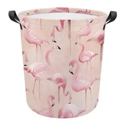 HoaMoya Collapsible Summer Pink Flamingo Laundry Hamper Tropical Animal Nursery Hamper Large Waterproof Clothes Toy Storage Basket Bin For Kids Boys Girls Bedroom Bathroom