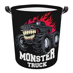 HoaMoya Collapsible Cartoon Monster Truck Laundry Hamper Nursery Hamper Large Waterproof Clothes Toy Storage Basket Bin For Kids Boys Girls Bedroom Bathroom