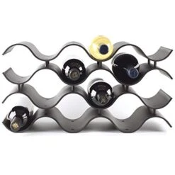 Bariboo Wave Wine Bottle Holder - Wine Rack Inserts For Cabinet That Fits 12 Bottles, Premium Plastic Countertop Wine Rack (Black, XL) -Safavieh Furniture 41tCkS9gL5L
