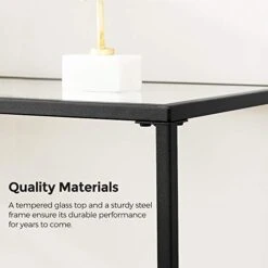 VASAGLE 39.4 Inches Console Table, Tempered Glass Sofa Table, Modern Entryway Table, Metal Frame, Easy To Assemble, Adjustable Feet, For Living Room, Hallway, Black ULGT026B01 -Safavieh Furniture 41tHOxYUpvL