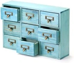 QWORK Desk Drawer Organizer, Wooden Vintage Apothecary Cabinet With 9 Drawers, Home Office & Tea & Dresser Bedroom Organization And Storage, Traditional Apothecary Cabinet, Blue -Safavieh Furniture 41tKRyBkfoL. AC