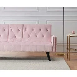 GENERIC 72" European Style Sofa Bed Velvetconvertible Futon Adjustable Backrest Loveseat With Nail Trim And Two Cup Holders Pink Casual Solid Velvet Manual Recline Nail S 6 GENERIC 72" European Style Sofa Bed Velvetconvertible Futon Adjustable Backrest Loveseat With Nail Trim And Two Cup Holders Pink Casual Solid Velvet Manual Recline Nail S -Safavieh Furniture 41tY0WzYeuL