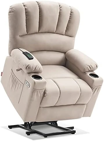 MCombo Electric Power Lift Recliner Chair Sofa With Massage And Heat For Elderly, Extended Footrest, Hand Remote Control, Cup Holders, USB Ports, 2 Side Pockets, Fabric 7095 6 MCombo Electric Power Lift Recliner Chair Sofa With Massage And Heat For Elderly, Extended Footrest, Hand Remote Control, Cup Holders, USB Ports, 2 Side Pockets, Fabric 7095 - Image 6