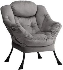 AcozyHom Modern Large Cotton Fabric Lazy Chair,Accent Contemporary Lounge Chair, Single Steel Frame Leisure Sofa Chair With Armrests And A Side Pocket, Smoky Grey 24 AcozyHom Modern Large Cotton Fabric Lazy Chair,Accent Contemporary Lounge Chair, Single Steel Frame Leisure Sofa Chair With Armrests And A Side Pocket, Smoky Grey -Safavieh Furniture 41tthdKJ1xL. AC