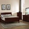 Classic Louis Philippe Styling Deep Cherry 5Pc Queen Bedroom Set(Q/D/M/N/C)