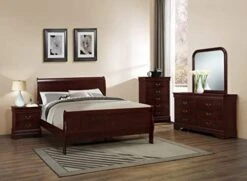 Classic Louis Philippe Styling Deep Cherry 5Pc Queen Bedroom Set(Q/D/M/N/C) 21 Classic Louis Philippe Styling Deep Cherry 5Pc Queen Bedroom Set(Q/D/M/N/C) -Safavieh Furniture 41tuyZBCdXL. AC