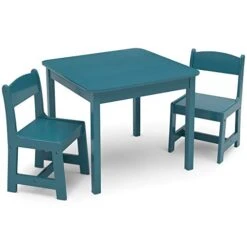 Delta Children MySize Kids Wood Table And Chair Set (2 Chairs Included) - Ideal For Arts & Crafts, Snack Time, Homeschooling, Homework & More - Greenguard Gold Certified, Deep Blue -Safavieh Furniture 41twORYCc4L