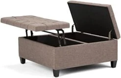 SIMPLIHOME Harrison 36 Inch Wide Square Coffee Table Lift Top Storage Ottoman In Upholstered Slate Grey Tufted Linen Look Fabric For The Living Room, Transitional -Safavieh Furniture 41u2KEfEwRL. AC