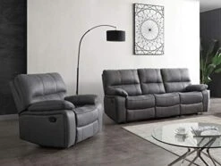 Betsy Furniture Microfiber Reclining Sofa Couch Set Living Room Set 8007 (Grey, Sofa+Loveseat) -Safavieh Furniture 41u5kjUSjlL. AC