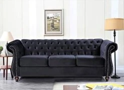 Container Furniture Direct Feinstein Modern Velvet Chesterfield Couches For Living Room With Nailheads, Diamond Tufting & Durable Metal Frame, Loveseat, Sofa, Dark Blue 25 Container Furniture Direct Feinstein Modern Velvet Chesterfield Couches For Living Room With Nailheads, Diamond Tufting & Durable Metal Frame, Loveseat, Sofa, Dark Blue -Safavieh Furniture 41uJj43TENL. AC