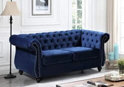 Container Furniture Direct Feinstein Modern Velvet Chesterfield Couches For Living Room With Nailheads, Diamond Tufting & Durable Metal Frame, Loveseat, Sofa, Dark Blue 18 Container Furniture Direct Feinstein Modern Velvet Chesterfield Couches For Living Room With Nailheads, Diamond Tufting & Durable Metal Frame, Loveseat, Sofa, Dark Blue -Safavieh Furniture 41uJtTdzXML