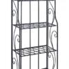 Deco 79 Metal Scroll Indoor Outdoor Tall Folding 4 Shelf Bakers Rack, 25" X 12" X 64", Black
