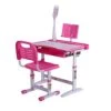 Peacur Kids Desk Study Table, Height Adjustable Student Desk And Chair Set, Children Desk W/Lamp, With Students Writing Desk Tilt Desktop Storage Drawer Bookstand For Boys & Girls (Pink)