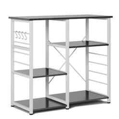 SDHYL Coffee Bar, 35 Inch Bakers Rack Microwave Stand With 4 Storage Shelves, Kitchen Shelves Organizers Bakers Racks With Storage, Microwave Table Coffee Station Table For Home Kitchen Bathroom