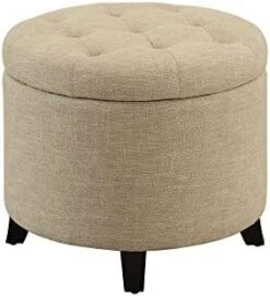 Convenience Concepts Designs4Comfort Round Ottoman, Gray Fabric -Safavieh Furniture 41uYs3G91JL. AC