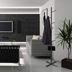 Jolitac Modern Metal Coat Rack In Black Free Standing 7 Hooks Hall Tree In Corner, Hat Hanger & Coat Racks Stand Entryway Organizer For Clothes, Bags, Umbrella (Black) -Safavieh Furniture 41uaC2iOXaL