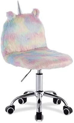 Cute Cat Kids Desk Chair, Comfortable Fuzzy Small Desk Chair For Girls And Boys, Ergonomic Adjustable Swivel Computer Chair, Purple -Safavieh Furniture 41ub0RrU5FL. AC