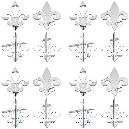 Funlife 16PCS Fleur De Lis Pattern Hollow Self Adhesive Wall Mirror Stickers, Non Glass Small Acrylic Mirror For Home Cabinet Wall Decor 3.94" X 3.94" Gold 14 Funlife 16PCS Fleur De Lis Pattern Hollow Self Adhesive Wall Mirror Stickers, Non Glass Small Acrylic Mirror For Home Cabinet Wall Decor 3.94" X 3.94" Gold - Image 14