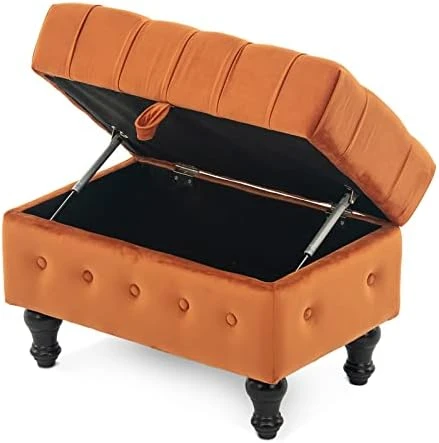 Artechworks Storage Coffee Table Ottoman, Button Tufted Velvet Upholstery Footstool Bed Ottoman For Living Room, Home Office, Space-Saving Storage Toy Box Stool, Pink 6 Artechworks Storage Coffee Table Ottoman, Button Tufted Velvet Upholstery Footstool Bed Ottoman For Living Room, Home Office, Space-Saving Storage Toy Box Stool, Pink - Image 6