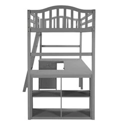 Cotoala Twin Size Loft Bed With Desk And Drawers For Kids, Bedroom, Boys, Girls, Teens, Wooden Loftbed Frames W/Shelves & Cabinet, No Box Spring Need, Grey -Safavieh Furniture 41ulnQaC7eL