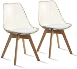 ANOUR Modern Dining Chairs Set Of 4, Clear Kitchen Chairs, Acrylic Accent Chairs, Seat Cushions Made Of PU Leather And Solid Beech Legs, Suitable For Dining Room, Living Room, Bedroom -Safavieh Furniture 41uvnlpfWqL. AC