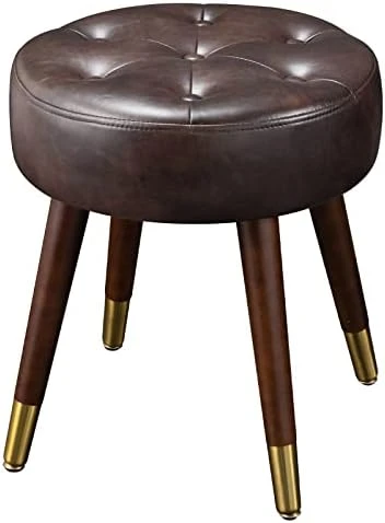 Furniliving Mid-Century Tufted Adjustable Swivel Makeup Ottoman Stool; Modern Big Size Round Vanity Stool Chair For Bedroom Living Room (White) 9 Furniliving Mid-Century Tufted Adjustable Swivel Makeup Ottoman Stool; Modern Big Size Round Vanity Stool Chair For Bedroom Living Room (White) - Image 9