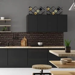 Bariboo Wave Wine Bottle Holder - Wine Rack Inserts For Cabinet That Fits 12 Bottles, Premium Plastic Countertop Wine Rack (Black, XL) -Safavieh Furniture 41v9xUZv2UL