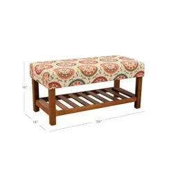 Homepop Home Decor | Upholstered Entryway Bench | Entryway Bench With Wood Shelf | Decorative Home Furniture (Orange Suzani) 9 Homepop Home Decor | Upholstered Entryway Bench | Entryway Bench With Wood Shelf | Decorative Home Furniture (Orange Suzani) -Safavieh Furniture 41vFFvvef5L