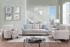 Harper & Bright Designs 3-Piece Living Room Storage Sofa Set With 3-Seat Couch, Loveseat And Single Armchair, Silver Nailhead Trim/Hidden Storage Space Under Seat/Classical Wooden Legs/Beige Fabric -Safavieh Furniture 41vHSvUSoL. AC