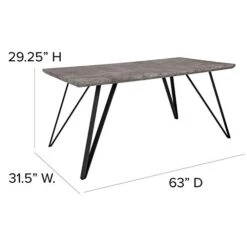 BizChair 31.5"x63" Rectangular Dining Table In Faux Concrete Finish -Safavieh Furniture 41vKRS34VML