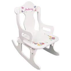 MyBambino Personalized Child's Butterfly Puzzle Rocking Chair Toddler Girl Rocker Flowers