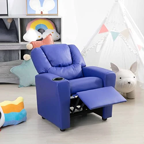 Naomi Home Kids Recliner Chair With Footrest & 2 Cup Holders, Push Back Toddler Recliner With Cup Holder, Microfiber Kids' Recliners For Age 3+, Kid Recliners For Girls Boys (Basic, Navy) 5 Naomi Home Kids Recliner Chair With Footrest & 2 Cup Holders, Push Back Toddler Recliner With Cup Holder, Microfiber Kids' Recliners For Age 3+, Kid Recliners For Girls Boys (Basic, Navy) - Image 5