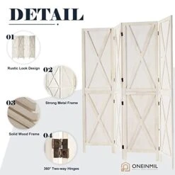 Oneinmil Room Divider, Room Dividers And Folding Privacy Screens, Partition Wall Dividers For Rooms, Room Separator, Temporary Wall, Privacy Folding Screen, Rustic Barnwood (White) 10 Oneinmil Room Divider, Room Dividers And Folding Privacy Screens, Partition Wall Dividers For Rooms, Room Separator, Temporary Wall, Privacy Folding Screen, Rustic Barnwood (White) -Safavieh Furniture 41vW7Rfv8jL