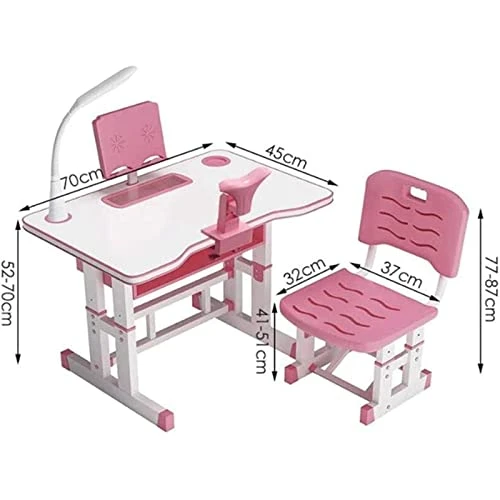 OLOTU Height Adjustable Kids Desk And Chair Set, Writing Table With LED Light And Drawer, PP Chair With Ergonomic Backrest, Pink 2 OLOTU Height Adjustable Kids Desk And Chair Set, Writing Table With LED Light And Drawer, PP Chair With Ergonomic Backrest, Pink - Image 2
