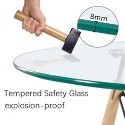 Round Table Glass Kitchen Dining Table Glass Dining Room Table Modern Style Round Leisure Coffee Table Office Coference Desk With Wood Legs For Kitchen Living Room (Round Table Glass) -Safavieh Furniture 41vZnkKuFPL