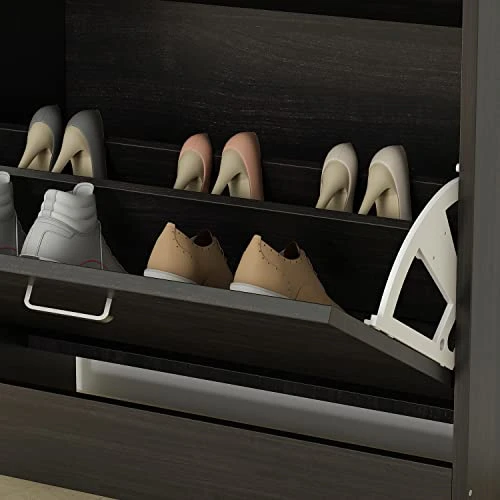 AIEGLE Shoe Cabinet With 2 Flip Drawers For Entryway, Freestanding Shoe Rack Shoe Organiazer With Adjustable Shelf, Shoe Storage Cabinet, Black Walnut (23.6" W X 9.4" D X 31.4" H) 6 AIEGLE Shoe Cabinet With 2 Flip Drawers For Entryway, Freestanding Shoe Rack Shoe Organiazer With Adjustable Shelf, Shoe Storage Cabinet, Black Walnut (23.6" W X 9.4" D X 31.4" H) - Image 6