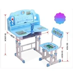 ATAAY Kids Desk Height Adjustable Study Table Study Desk Pull-Out Drawer Book Shelf Home Writing Desk Eye Protection Desk Child Sitting Posture Correction Chair