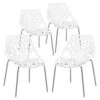 Bonnlo Modern Stackable Chair Set Of 4,Kitchen White Dining Chairs,Birch Sapling Comfy Chairs For Dining Room,Living Room,Waiting Room (White)